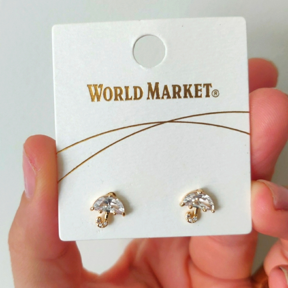 New!World Market Fashion Exquisite Y2K Umbrella Cubic Zirconia Stud Earrings